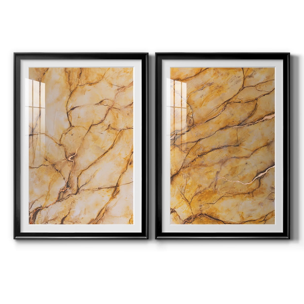 Wexford Home Yellow Marble I Premium Framed Print, 18.5" x 24.5" - Ready to Hang, Black (Set of 2)