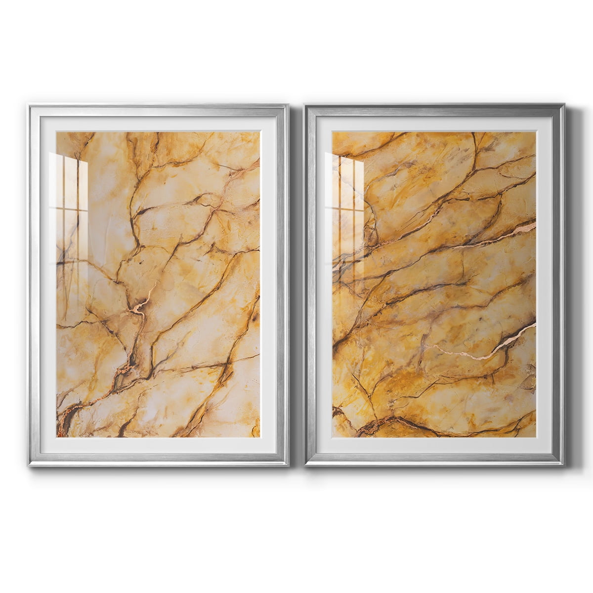 Wexford Home Yellow Marble I Premium Framed Print, 26.5" x 36.5" - Ready to Hang, Silver (Set of 2)