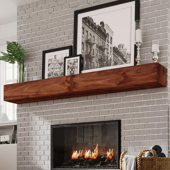 Weyderk Fireplace Mantel, Handcrafted Mantel Shelf for Over Fireplace, Wood Mantel with Invisible Heavy Duty Bracket, Wood Floating Shelves for Wall-Mounted, 72 Inch, Walnut