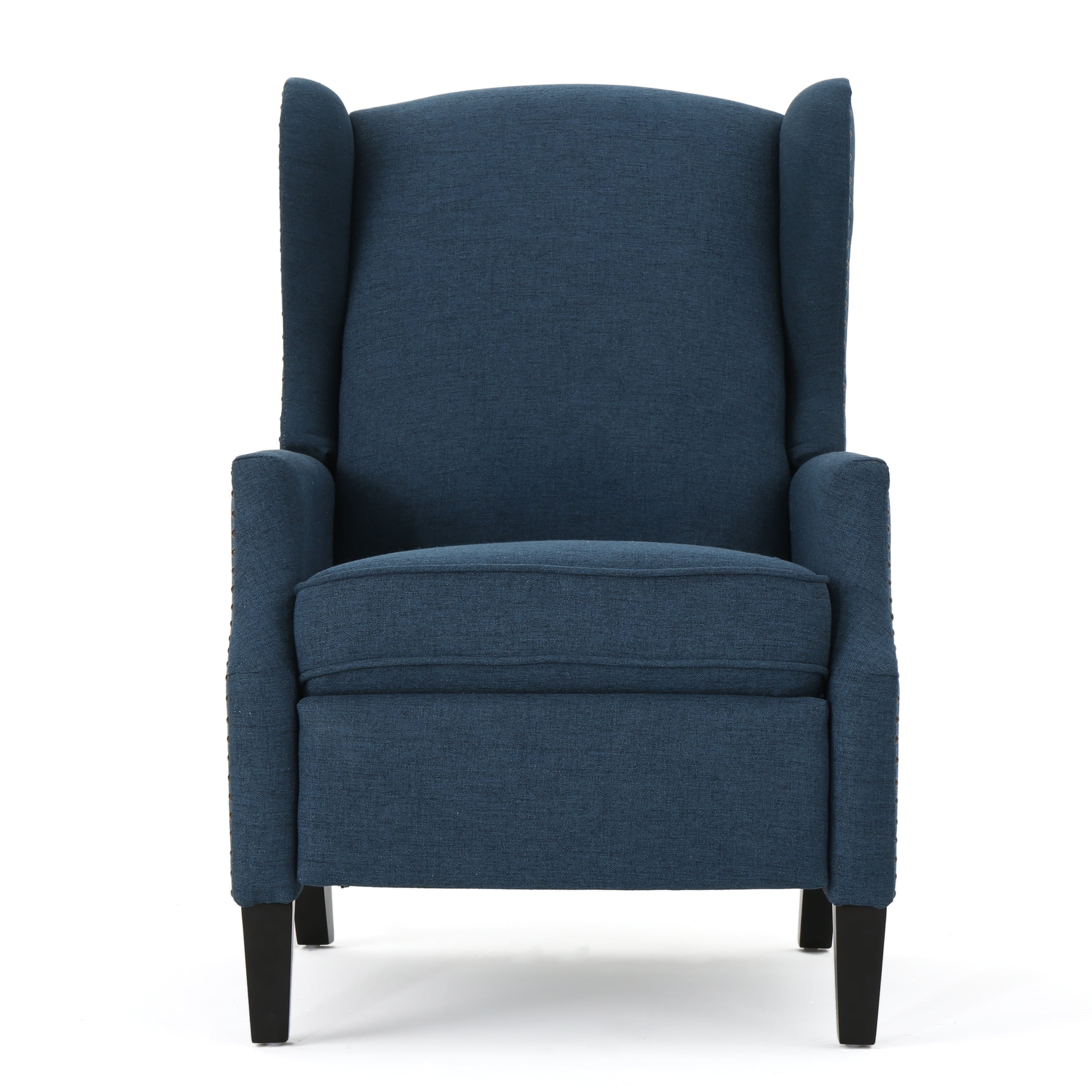 Wescott Navy Blue Floral Handcrafted Wood Accent Recliner