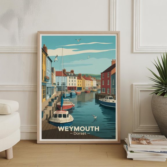 Weymouth England Coastal Travel Poster, Seaside Poster , Poster Print Only
