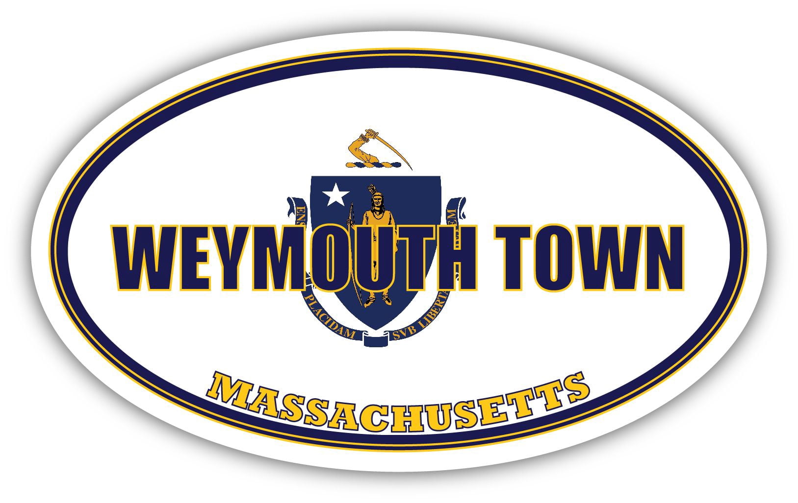 Weymouth Town MA Massachusetts Vintage US Flag Bumper Sticker - 3" X 5" - 3M Vinyl, Made In USA