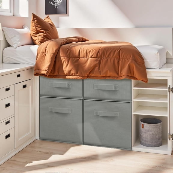 4 Cube Stackable Under Dorm Bed Storage Container Foldable Closet Drawer Organizer Fabric