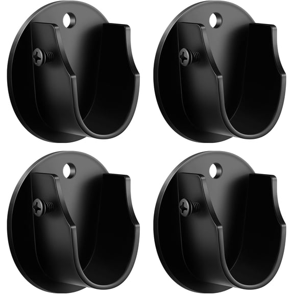 Weysat 4 Pcs 7/8" to 1" Inside Mount Curtain Rod Bracket Socket, Black | Stainless Holders for Wall Window Frame and Closet
