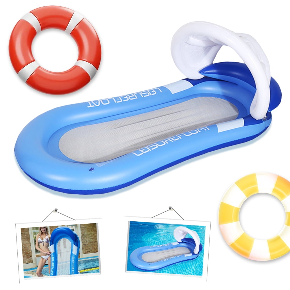 Wgeygst Inflatable Pool Floats Floating Bed with Canopy & Armrest for ...