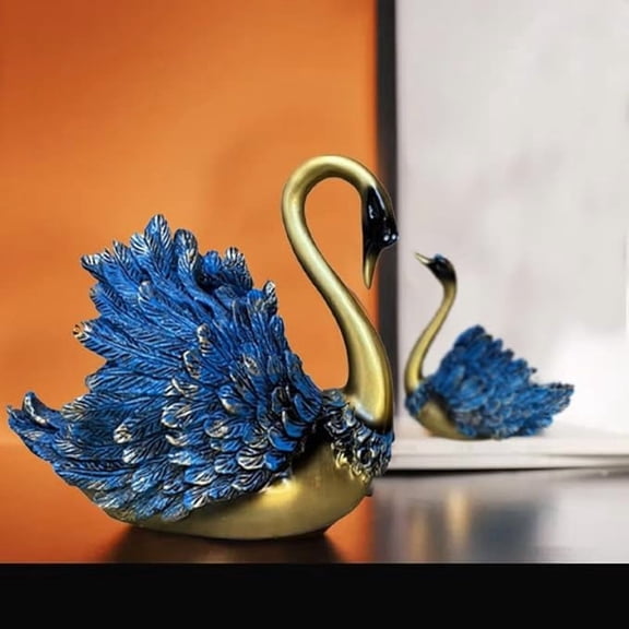 Wgloryind Hand Crafted Swan Pair Home Decor Figurine | Decorative Showpiece (Pack of 2, Blue)
