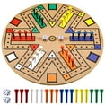 thumbnail image 1 of Wgmhea Wooden Fast Track Game, Fast Track Board Game for 3-6 Players – Family, 14.2-Inch Board, with 24 Board Game Pieces and 2 Dice, 6 Colors, 1 of 7