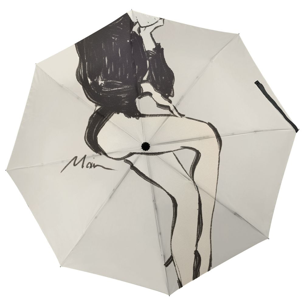 Skull Punk Style Automatic Umbrella - Windproof, Ultra-Lightweight, Triple-Fold Design with 8 Ribs & Carbon Fiber Pattern, Fashionable Black Umbrella for Men and Women, Everyday Accessory, Bold Aesthetic, Durable Canopy
