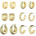 Wgoud 14K Gold Hoop Earrings for Women Hypoallergenic, 6 Pack Chunky