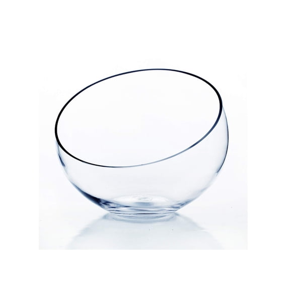 Wgv Slant Cut Bowl Glass Vase Width 9" Height 8.25" Clear Terrarium Candy Dish Fruit Jar Floral Container For Wedding Party Event Home Office Decor 1 Piece