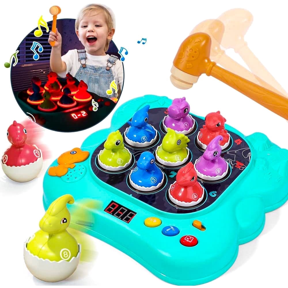 Whack A Dinosaur Game, Learning Toys for Toddlers 1-3, Montessori Toddlers Toys for 1 2 3 4 5 6 Years Old Boys Girls, Birthday Gifts Toys for 1 2 3 4 Year Girls Boys