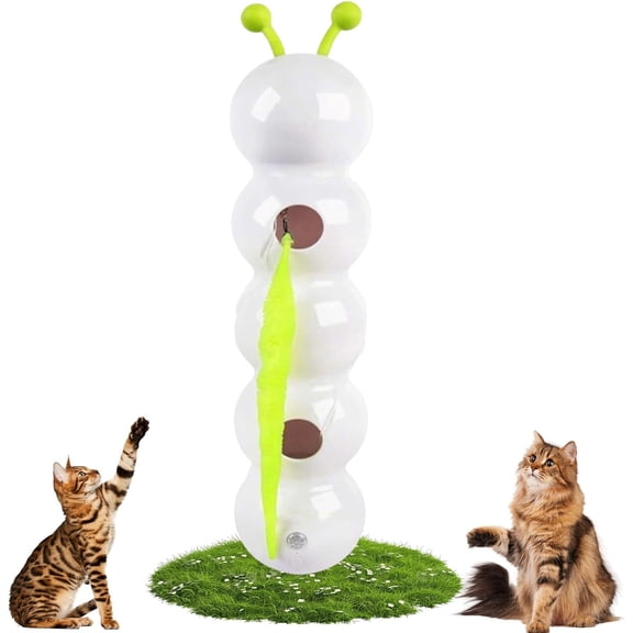 Whack A Worm Cat Toy, Moving Caterpillar Cat Toy, Stable Suction Cup, USB Rechargeable, Dual-Tail Wiggly Worm Smart Toy