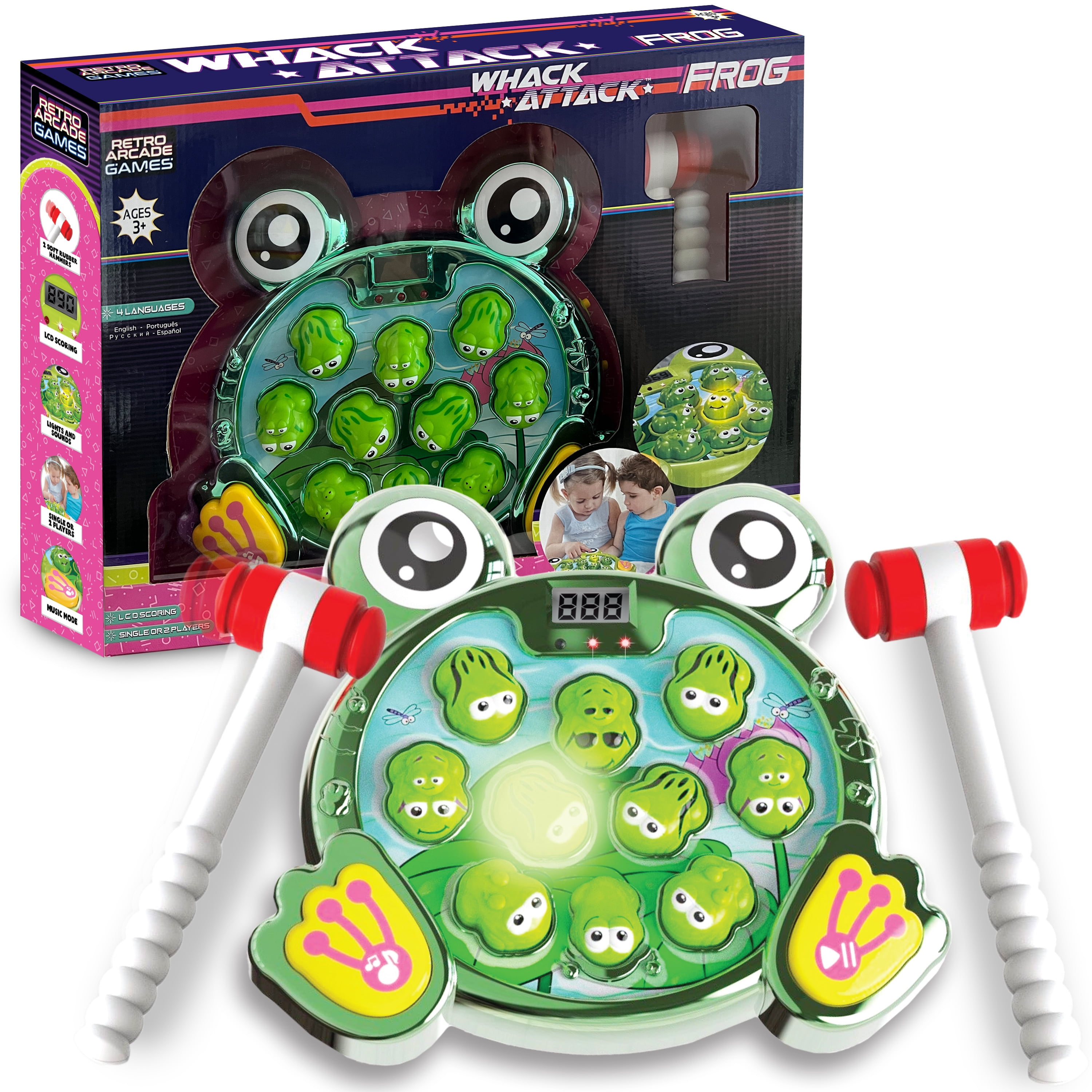 Whack Attack Frog – the Light and Sound Whack A Mole Game - Interactive Educational Toys for Toddlers & Kids, Pounding Toy for 3 4 5 6 7 8+ Year Old Boys/Girls, with Multi-Player Mode
