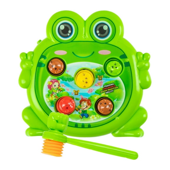 Whack A Mole Game, Frog Interactive Toy, Educational Learning Toy, Safe Plastic Toddler Game Set with Soft Mallet, Fine Motor Skill Training Interactive Play Toy, for Preschool Kids Boys Girls 3-6