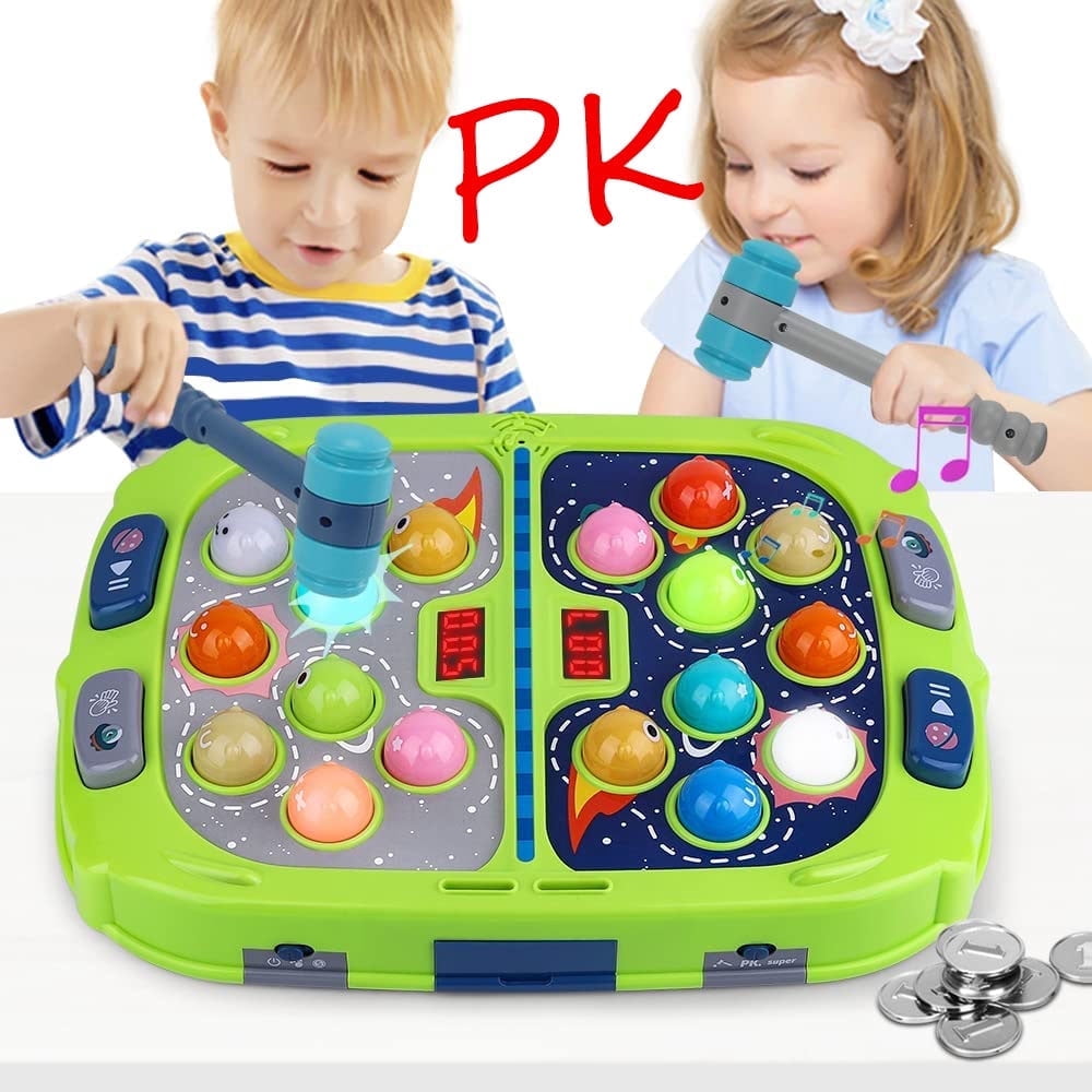 Hammer Mole Game for Toddlers,Toys for 3-12 Year Old Boys and Girls,Whack Mole Toys for Kid,Gifts for 3 4 5 6+ Year Old Boys,Interactive Educational Toys with Sound and Light, PK Mode with 2 Hammers