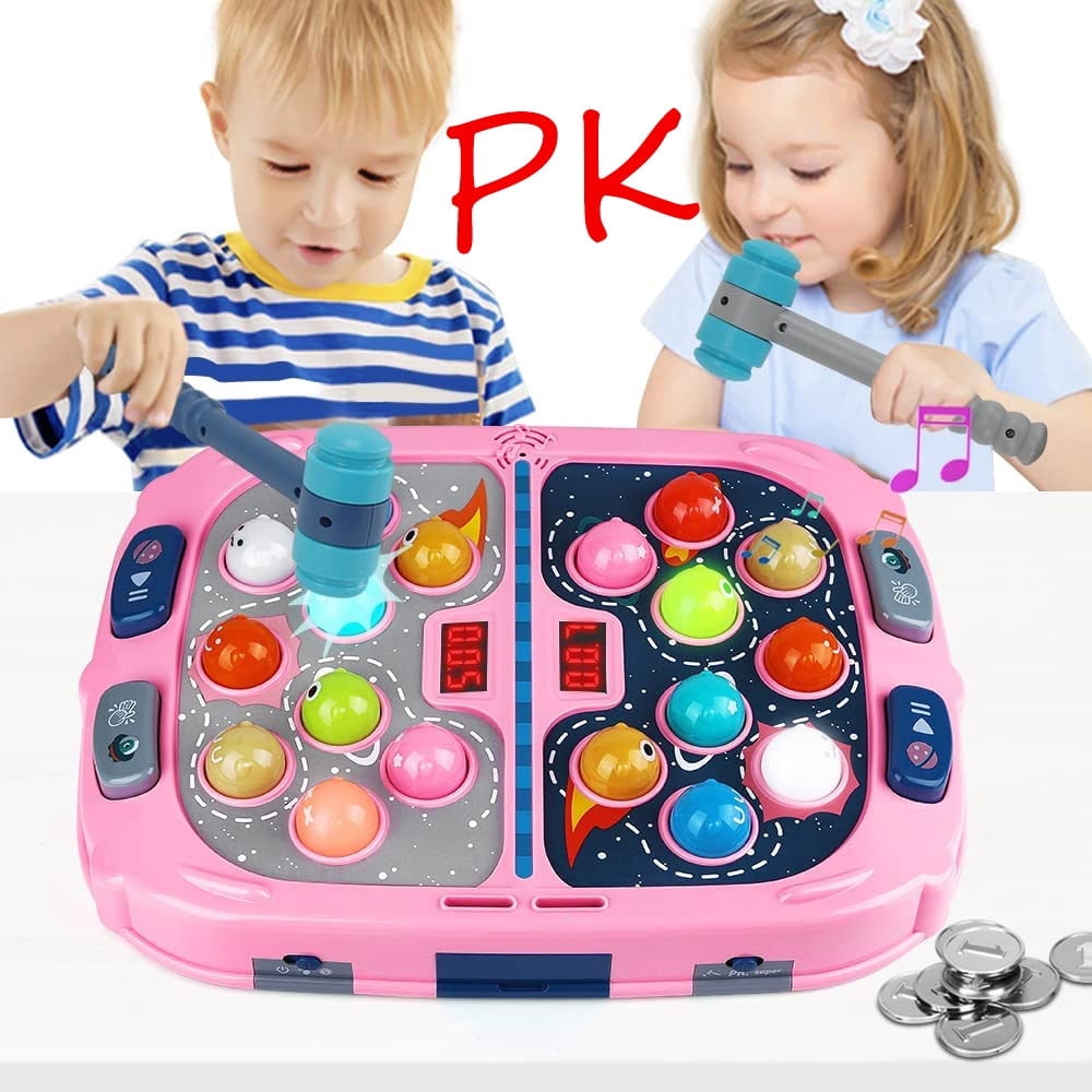 Hammer Mole Game,Toys for 3-12 Year Old Boys and Girls, Whack A Mole Game for Toddlers, Pounding Gifts for 3 4 5 6 7 8+ Kids, Interactive Educational Toys with Sound and Light, PK Mode with 2 Hammers