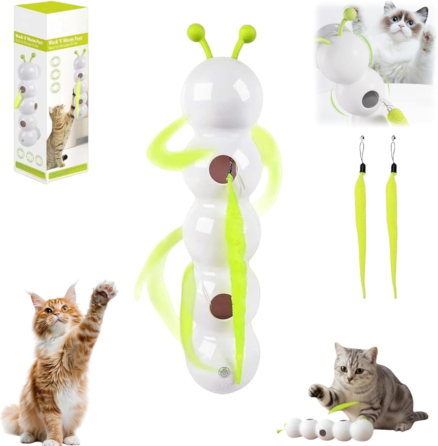 Whack a Worm Cat Toy, Interactive Caterpillar Cat Toy with Motion Sensor, Interactive Caterpillar Smart Motion Cats Toys with Worm Design for Stable Play (1PC)