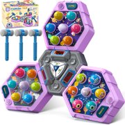 3-Player Whack Game Mole Toy , Early Learning Toy with Lights & Sounds, Interactive Pounding Hammer Toy with 3 Game Modes, Perfect for Families