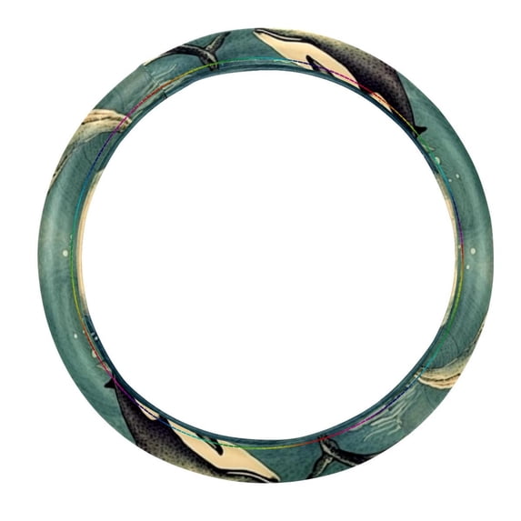 Whale 14.5 Inch Printing PVC Leather Auto Accessories Steering Wheel Cover for Car Wheel Covers