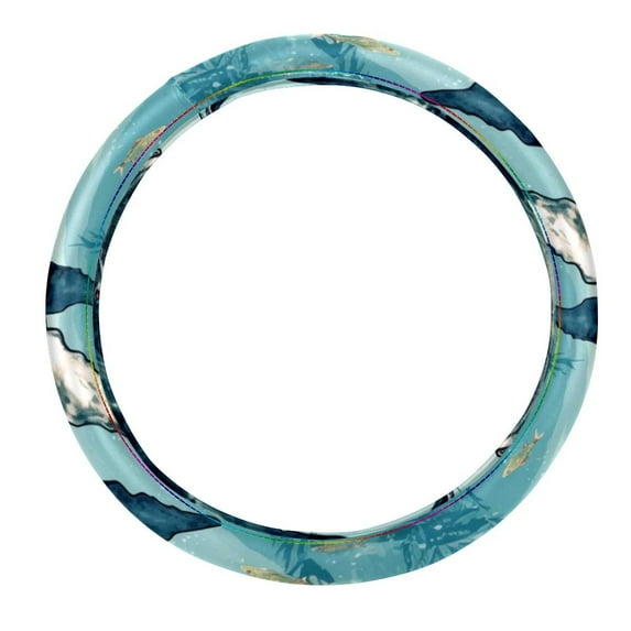 Whale 14.5 Inch Printing PVC Leather Steering Wheel Cover Auto Accessories