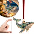 thumbnail image 1 of Whale 2D Acrylic Christmas Ornaments, Flat Sea Animal Hanging Decoration for Christmas Tree Holiday Home Decor, Festive Xmas Tree Ornament Keepsake Gift for Family Friends 1pc, 1 of 1