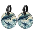 thumbnail image 1 of Whale 2Pcs PU Leather Round Luggage Tags with Privacy Cover and Name ID Tag for Suitcase, Handbags, Backpacks, School Bags, 1 of 6