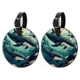 thumbnail image 1 of Whale 2pcs PU Leather Round Bag Tags Suitcase Handbag Tags with Privacy Cover and Name ID Tag for Travel Luggage, Handbags, Backpacks, School Bags, 1 of 6