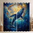 thumbnail image 1 of Whale 30%-50% Blackout Curtains for Bedroom Dreamcatcher Curtains for Living Room 2 Panels 38"Wx45"L,Boho Feather Curtains Drapes Nautical Sea Animals Window Curtains, 1 of 6