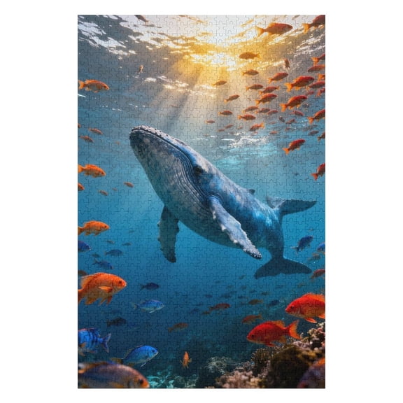 Whale 500 Piece Jigsaw Puzzles for Adults Ocean Fish Scene Art Jigsaw Puzzle Colorful DIY Puzzles for Home Decoration Gifts Family Puzzle Perfect for Game Nights 20.5x15 Inches