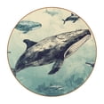 thumbnail image 1 of Whale 6pcs Round Coasters Set, Microfiber Leather Drink Coasters, 11x11 cm/4.3x4.3 in Size for Decoration, 1 of 6