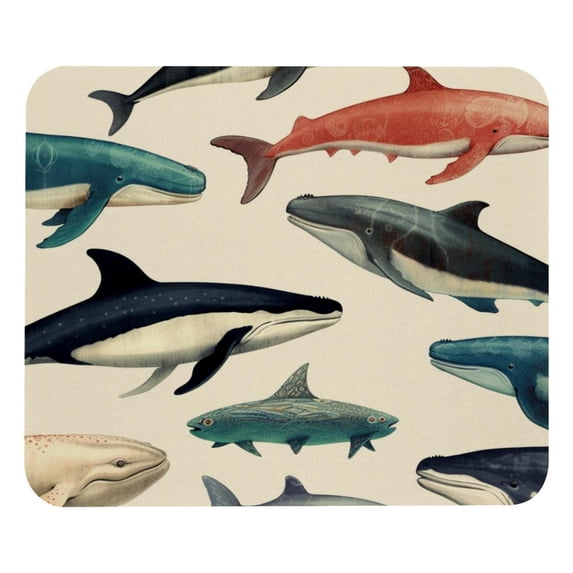 Whale 8.3x9.8 Inch Square Non-Slip Rubber Bottom Printed Mouse Pad, Desk Pad for Office and Gaming