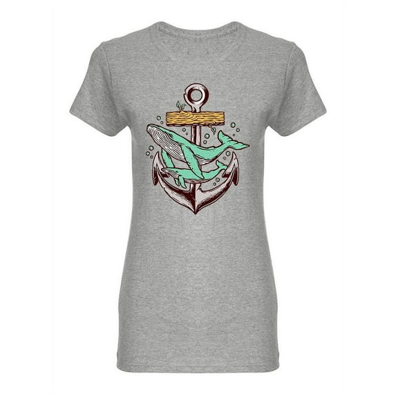 Whale And Anchor Shaped T-Shirt Women -Image by Shutterstock, Female Medium