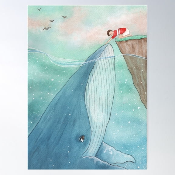 Whale And Boy Poster Wall Art Modern Wall Decor For Living Room Bedroom