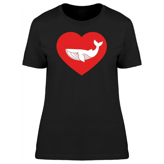 Whale And Heart Love T-Shirt Women -Image by Shutterstock, Female XX-Large