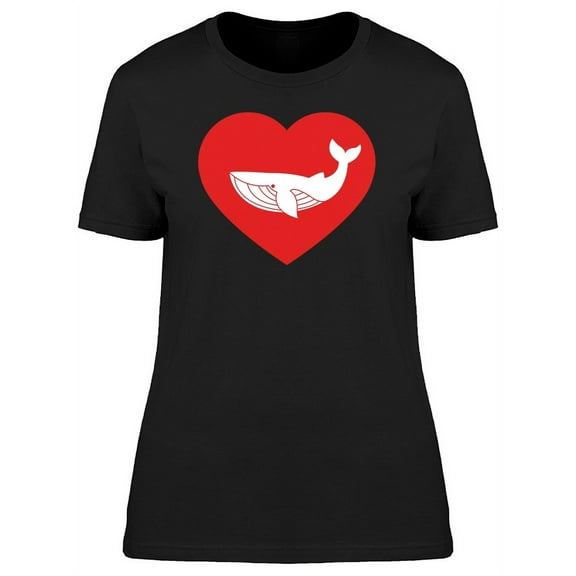 Whale And Heart Love T-Shirt Women -Image by Shutterstock, Female x-Large