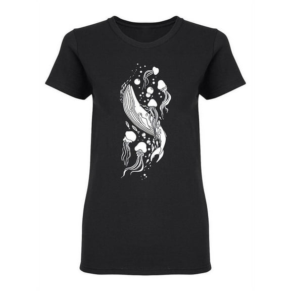 Whale And Jellyfish Shaped T-Shirt Women -Image by Shutterstock, Female XX-Large