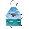 thumbnail image 1 of Whale Apron Ocean Sunny Summer Landscape with Huge Jumping Whale on Air Cartoon Style Design Artwork, Unisex Kitchen Bib Apron with Adjustable Neck for Cooking Baking Gardening, Blue, by Ambesonne, 1 of 3
