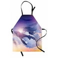 thumbnail image 1 of Whale Apron Whales Flying Dreamy Night Sky with Clouds Magical Fantasy Aquatic Design, Unisex Kitchen Bib Apron with Adjustable Neck for Cooking Baking Gardening, Peach Lilac Dark Blue, by Ambesonne, 1 of 3