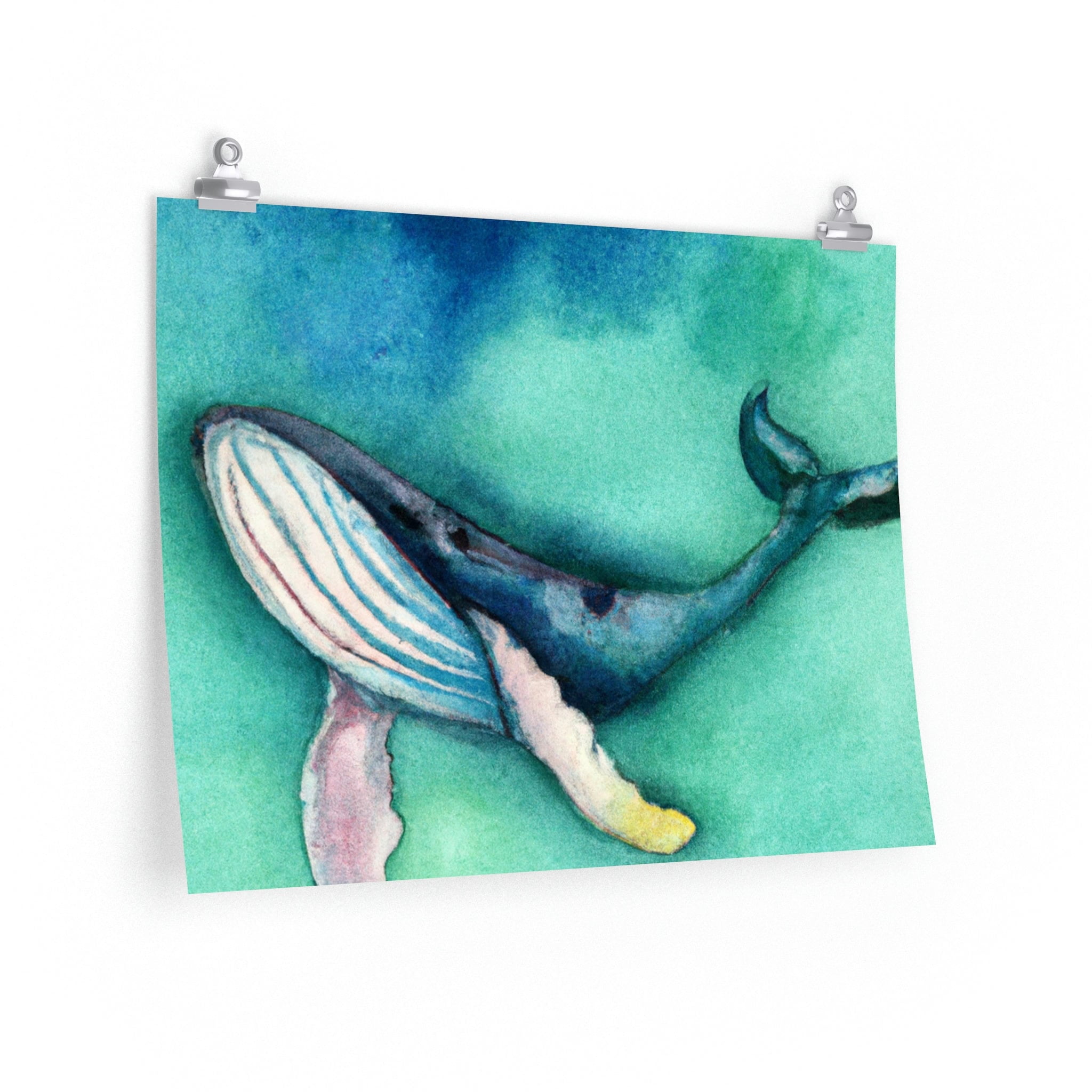 Whale Art, Watercolor Painting, Blue Whale Painting, Whale Painting