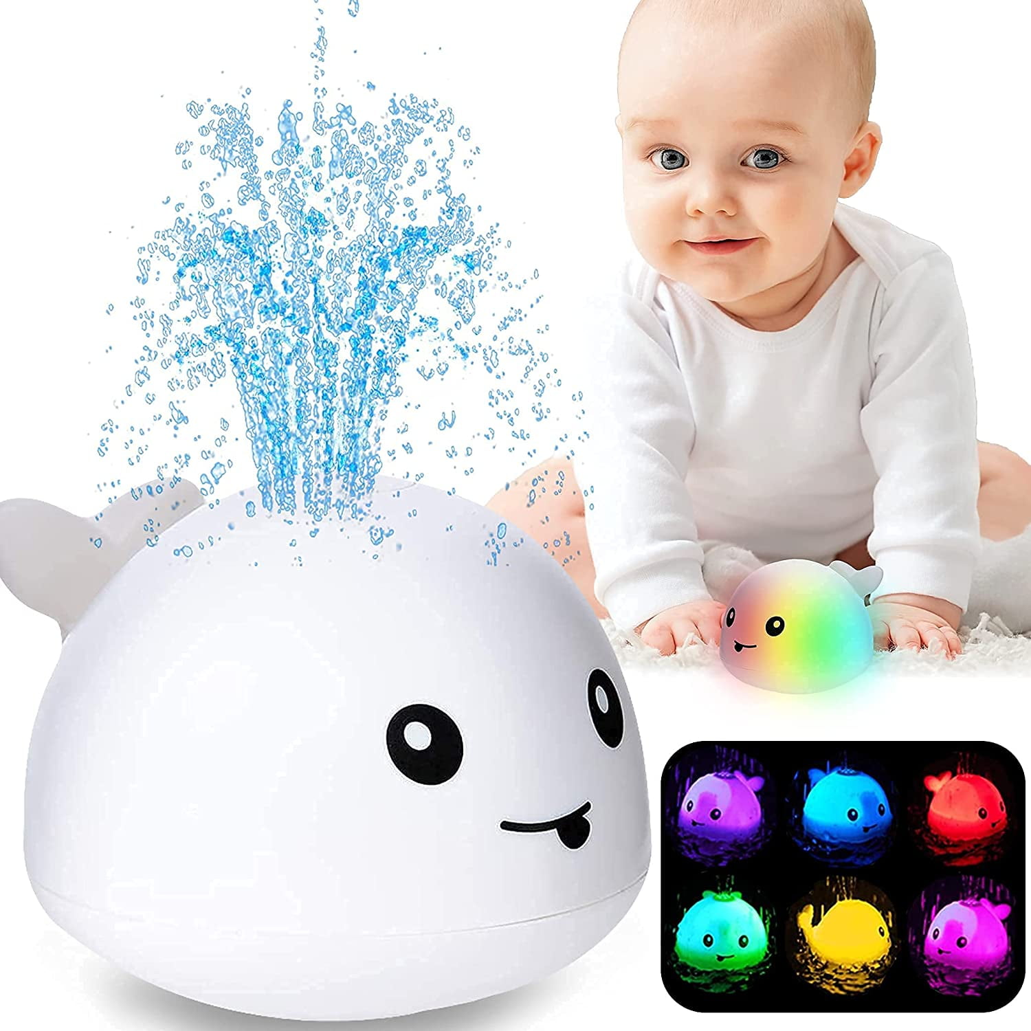 Whale Baby Bath Toys,Fountain Light Up Baby Pool Toddlers Toy with LED