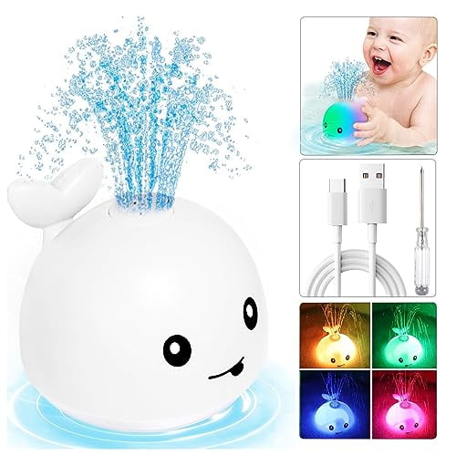 Whale Bath Toy Gifts: Bath Toys Sprinkler Light Up Bathtub Water Stuff Shower Essentials Pool Birthday Accessories