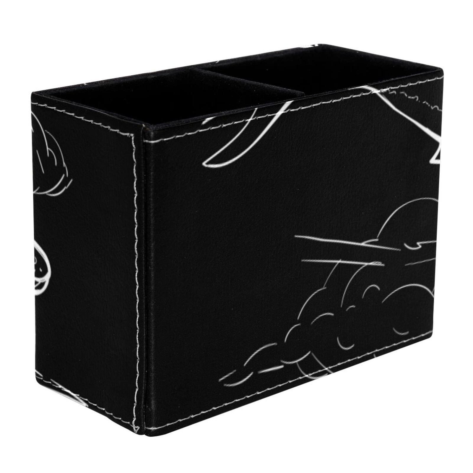 Whale Black Pattern Pvc Leather Brush Holder And Pen Organizer Dual