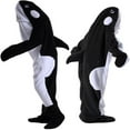 thumbnail image 1 of Whale Blanket Hoodies Whale Onesie Wearable Cartoon Blanket Soft Plush Whale Costume Pajamas Animals Sleeping Bag, 1 of 6