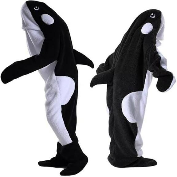 Whale Blanket Hoodies Whale Onesie Wearable Cartoon Blanket Soft Plush Whale Costume Pajamas Animals Sleeping Bag