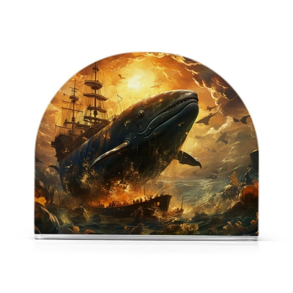 Whale Boat Waves Clouds Napkin Holder for Table Clear Napkin Stand Paper Holder Acrylic Organizer Dispenser Napkins for Dinner Kitchen Restaurant Room