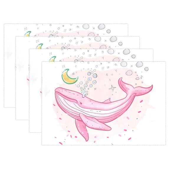 Whale Bubbles 12×18 inch Placemats Heat Resistant Washable Foldable Rectangular Placemats Set Decoration Indoor Outdoor for Kitchen Dining Table 4PCs