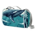 thumbnail image 1 of Whale Canvas Picnic Blanket Outdoor Waterproof Mat with Carry Handle - Large Size for Family and Friends - Durable and Easy to Clean, 1 of 6