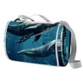 thumbnail image 1 of Whale Canvas Picnic Blanket Waterproof Outdoor Mat Camping Rug Foldable Large Portable Sandproof Beach Mat Blue Stripe 79"x59, 1 of 6
