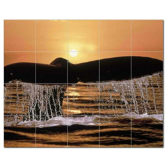 Whale Ceramic Tile Mural Kitchen Backsplash Bathroom Shower, 403065-M54