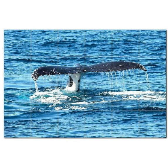 Whale Ceramic Tile Mural Kitchen Backsplash Bathroom Shower, 403102-L64